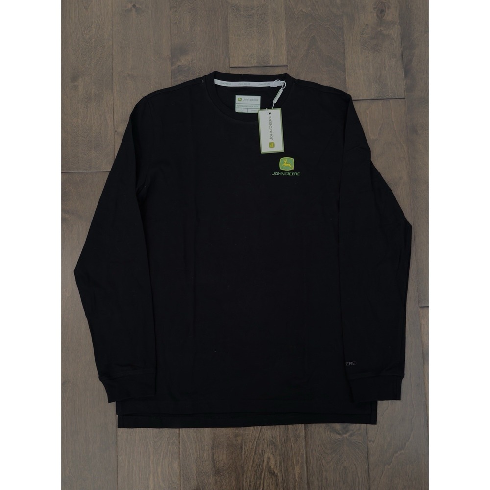 NWT John Deere Mens Long Sleeve T-Shirt Embroidered Logo Crew Neck Black Size S